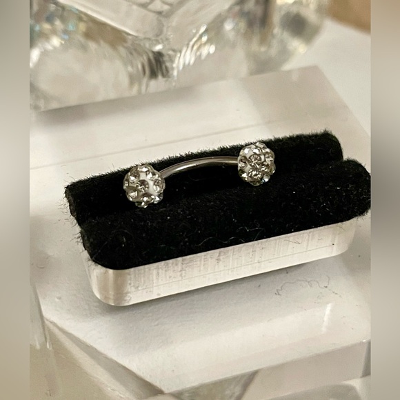 16g 1pc Stainless Steel Rhinestone Eyebrow /Lip Ring NWT - Picture 5 of 9